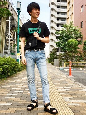 「Right-on（ライトオン）のアイテム（サンダル）」を使った、Right-on 店舗スタッフさん（メンズ・172cm）の春コーディネート