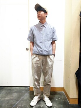 「BEN DAVIS（ベンデイビス）のアイテム（キャップ）」を使った、Right-on 店舗スタッフさん（メンズ・175cm）の春コーディネート