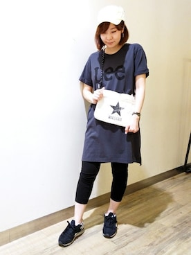 「Right-on（ライトオン）のアイテム（キャップ）」を使った、Right-on 店舗スタッフさん（レディース・167cm）の春コーディネート