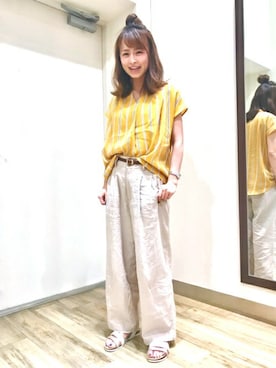 「BACK NUMBER（バックナンバー）のアイテム（シューズ）」を使った、Right-on 店舗スタッフさん（レディース・155cm）の夏コーディネート