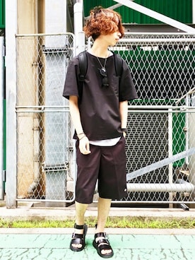 「Dickies（ディッキーズ）のアイテム（その他パンツ）」を使った、Right-on 店舗スタッフさん（メンズ・175cm）の夏コーディネート