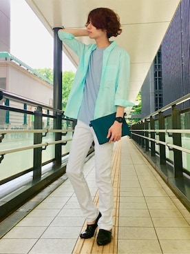 「Right-on（ライトオン）のアイテム（バッグ）」を使った、Right-on 店舗スタッフさん（メンズ・175cm）の夏コーディネート