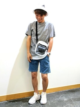 「ポケットＴシャツ」｜Right-on 店舗スタッフさん（メンズ・170cm）の夏コーディネート