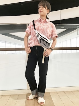 「FILA（フィラ）のアイテム（バッグ）」を使った、Right-on 店舗スタッフさん（レディース・160cm）の夏コーディネート