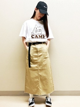 「Champion（チャンピオン）のアイテム（帽子）」を使った、Right-on 店舗スタッフさん（レディース・159cm）の夏コーディネート