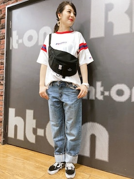 「ストレートデニム」｜Right-on 店舗スタッフさん（レディース・164cm）の夏コーディネート