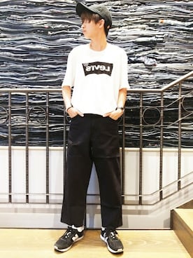 「LINE8（ラインエイト）のアイテム」を使った、Right-on 店舗スタッフさん（メンズ・165cm）の夏コーディネート