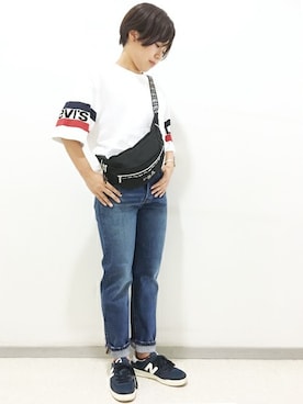 「501（ゴーマルイチ）のアイテム」を使った、Right-on 店舗スタッフさん（レディース・152cm）の夏コーディネート