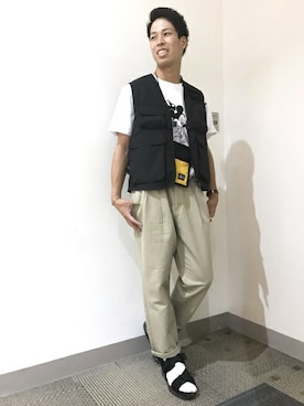 「Right-on（ライトオン）のアイテム（ベスト）」を使った、Right-on 店舗スタッフさん（メンズ・178cm）の夏コーディネート