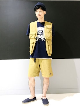 「Right-on（ライトオン）のアイテム（帽子）」を使った、Right-on 店舗スタッフさん（メンズ・171cm）の夏コーディネート