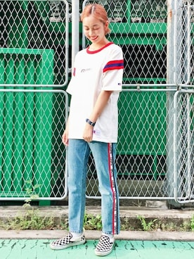 「501（ゴーマルイチ）のアイテム」を使った、Right-on 店舗スタッフさん（レディース・163cm）の夏コーディネート