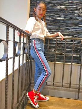 「501（ゴーマルイチ）のアイテム」を使った、Right-on 店舗スタッフさん（レディース・163cm）の夏コーディネート