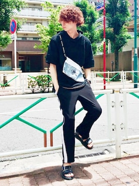 「CONVERSE（コンバース）のアイテム（パンツ）」を使った、Right-on 店舗スタッフさん（メンズ・175cm）の夏コーディネート