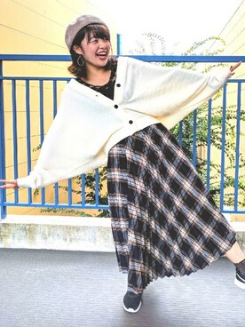 「Right-on（ライトオン）のアイテム（ハンチング/ベレー帽）」を使った、Right-on 店舗スタッフさん（レディース・158cm）の秋コーディネート