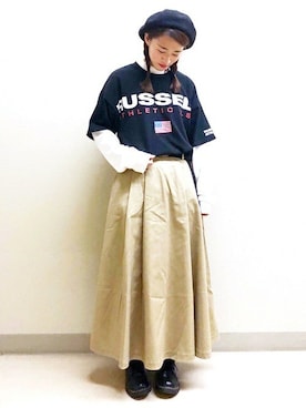 「FILA（フィラ）のアイテム（スウェット）」を使った、Right-on 店舗スタッフさん（レディース・159cm）の秋コーディネート