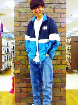 「FILA（フィラ）のアイテム（ジャケット/アウター）」を使った、Right-on 店舗スタッフさん（メンズ・173cm）の秋コーディネート