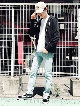 「THRASHER（スラッシャー）のアイテム（帽子）」を使った、Right-on 店舗スタッフさん（メンズ・172cm）の秋コーディネート