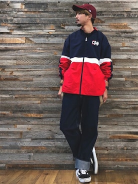 「FILA（フィラ）のアイテム（ジャケット/アウター）」を使った、Right-on 店舗スタッフさん（メンズ・170cm）の秋コーディネート