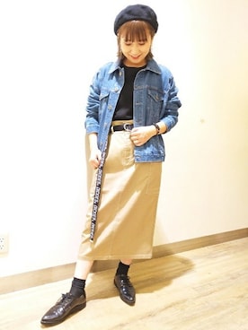 「ベルト付き」｜Right-on 店舗スタッフさん（レディース・160cm）の秋コーディネート