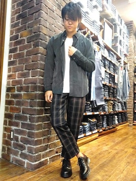 「ワッフル」｜Right-on 店舗スタッフさん（メンズ・177cm）の秋コーディネート