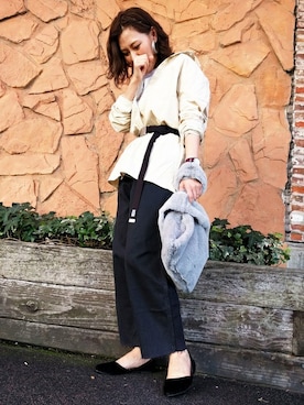 「LINE8（ラインエイト）のアイテム」を使った、Right-on 店舗スタッフさん（レディース・160cm）の秋コーディネート