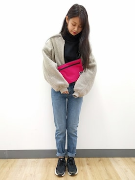 「BACK NUMBER（バックナンバー）のアイテム（ブルゾン）」を使った、Right-on 店舗スタッフさん（レディース・160cm）の秋コーディネート