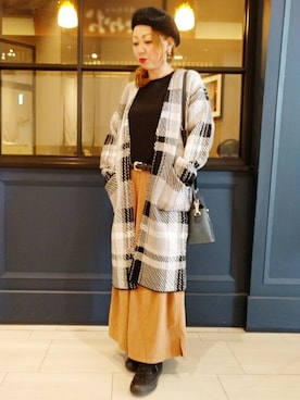 「Right-on（ライトオン）のアイテム（ハンチング/ベレー帽）」を使った、Right-on 店舗スタッフさん（レディース・155cm）の秋コーディネート