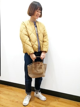 「Right-on（ライトオン）のアイテム（ブルゾン）」を使った、Right-on 店舗スタッフさん（レディース・163cm）の秋コーディネート