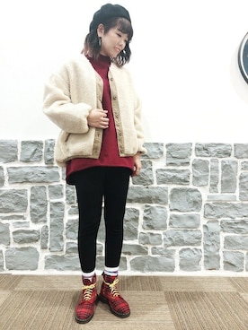 「alpha」｜「アイテム（ブルゾン）」を使った、Right-on 店舗スタッフさん（レディース・175cm）の秋コーディネート