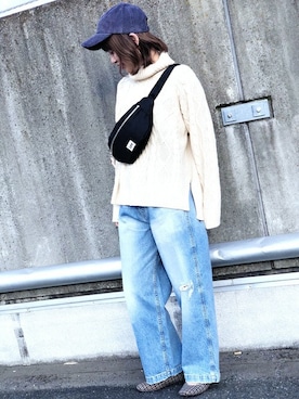 「Big John（ビッグジョン）のアイテム」を使った、Right-on 店舗スタッフさん（レディース・157cm）の秋コーディネート