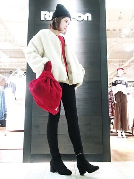 「alpha」｜「アイテム（ブルゾン）」を使った、Right-on 店舗スタッフさん（レディース・160cm）の秋コーディネート