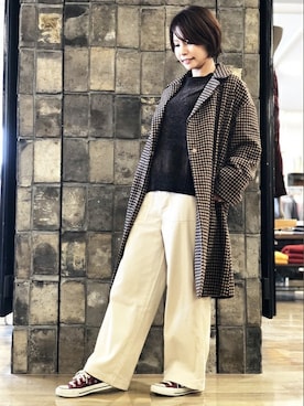 「BACK NUMBER（バックナンバー）のアイテム（ダウンジャケット/コート）」を使った、Right-on 店舗スタッフさん（レディース・161cm）の秋コーディネート