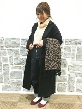 「BACK NUMBER（バックナンバー）のアイテム（チェスターコート）」を使った、Right-on 店舗スタッフさん（レディース・153cm）の秋コーディネート