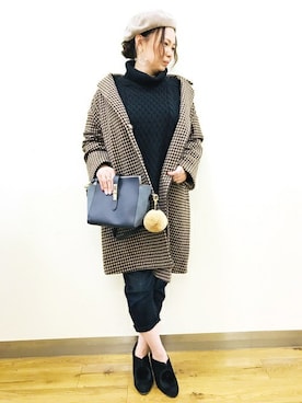 「BACK NUMBER（バックナンバー）のアイテム（チェスターコート）」を使った、Right-on 店舗スタッフさん（レディース・163cm）の秋コーディネート
