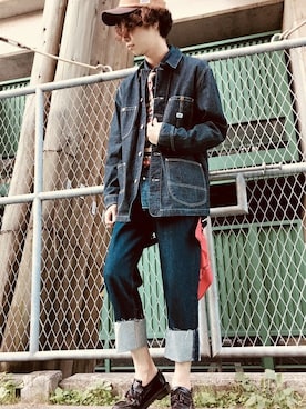 「Levi's」｜「アイテム（ミリタリージャケット）」を使った、Right-on 店舗スタッフさん（メンズ・175cm）の秋コーディネート