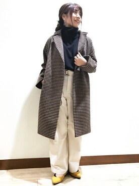 「BACK NUMBER（バックナンバー）のアイテム（チェスターコート）」を使った、Right-on 店舗スタッフさん（レディース・157cm）の秋コーディネート