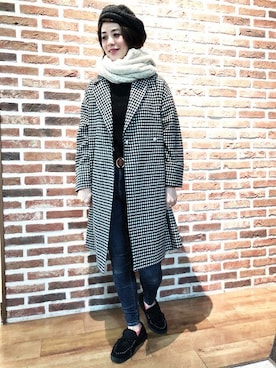 「BACK NUMBER（バックナンバー）のアイテム（チェスターコート）」を使った、Right-on 店舗スタッフさん（レディース・166cm）の秋コーディネート