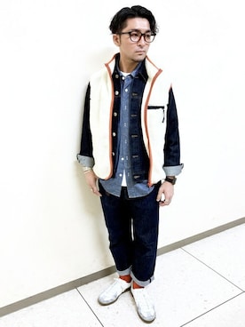 「BACK NUMBER（バックナンバー）のアイテム（デニムジャケット）」を使った、Right-on 店舗スタッフさん（メンズ・165cm）の秋コーディネート