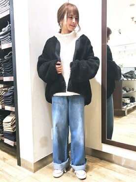 「alpha」｜「アイテム（ブルゾン）」を使った、Right-on 店舗スタッフさん（レディース・153cm）の秋コーディネート
