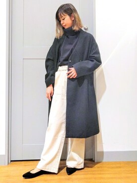 「BACK NUMBER（バックナンバー）のアイテム（ダウンジャケット/コート）」を使った、Right-on 店舗スタッフさん（レディース・155cm）の秋コーディネート