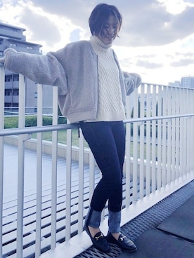 「BACK NUMBER（バックナンバー）のアイテム（ブルゾン）」を使った、Right-on 店舗スタッフさん（レディース・156cm）の秋コーディネート