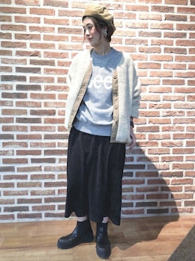 「※ALPHA（アルファ）のアイテム（ブルゾン）」を使った、Right-on 店舗スタッフさん（レディース・166cm）の秋コーディネート