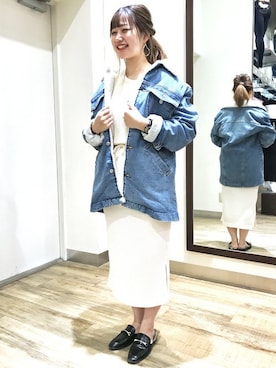 「ロングTシャツ」｜Right-on 店舗スタッフさん（レディース・153cm）の秋コーディネート