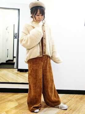「Right-on（ライトオン）のアイテム（ハンチング/ベレー帽）」を使った、Right-on 店舗スタッフさん（レディース・160cm）の秋コーディネート