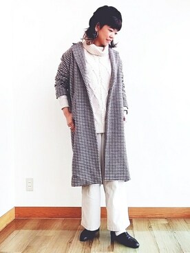 「BACK NUMBER（バックナンバー）のアイテム（チェスターコート）」を使った、Right-on 店舗スタッフさん（レディース・175cm）の秋コーディネート