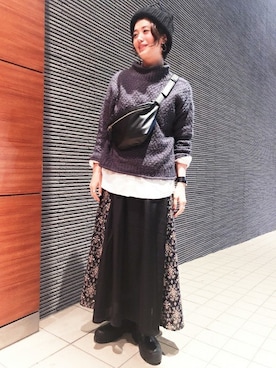 「BACK NUMBER（バックナンバー）のアイテム（パンツ）」を使った、Right-on 店舗スタッフさん（レディース・166cm）の秋コーディネート