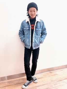 「Levi's（リーバイス）のアイテム（ブルゾン）」を使った、Right-on 店舗スタッフさん（メンズ・165cm）の秋コーディネート