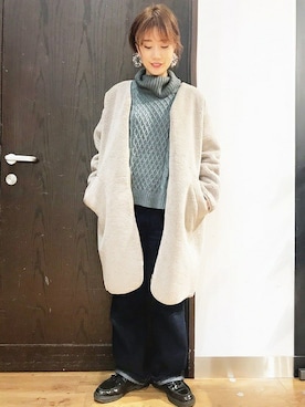 「BACK NUMBER（バックナンバー）のアイテム（ノーカラージャケット）」を使った、Right-on 店舗スタッフさん（レディース・157cm）の秋コーディネート