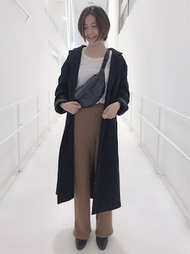 「BACK NUMBER（バックナンバー）のアイテム（チェスターコート）」を使った、Right-on 店舗スタッフさん（レディース・156cm）の秋コーディネート