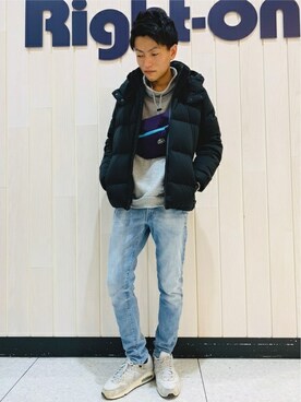 「Right-on（ライトオン）のアイテム（スウェット）」を使った、Right-on 店舗スタッフさん（メンズ・175cm）の冬コーディネート